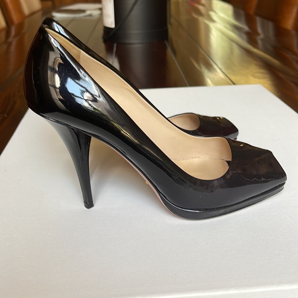 Prada Black Peep Toe Heels. Size 40. - Picture 2 of 7